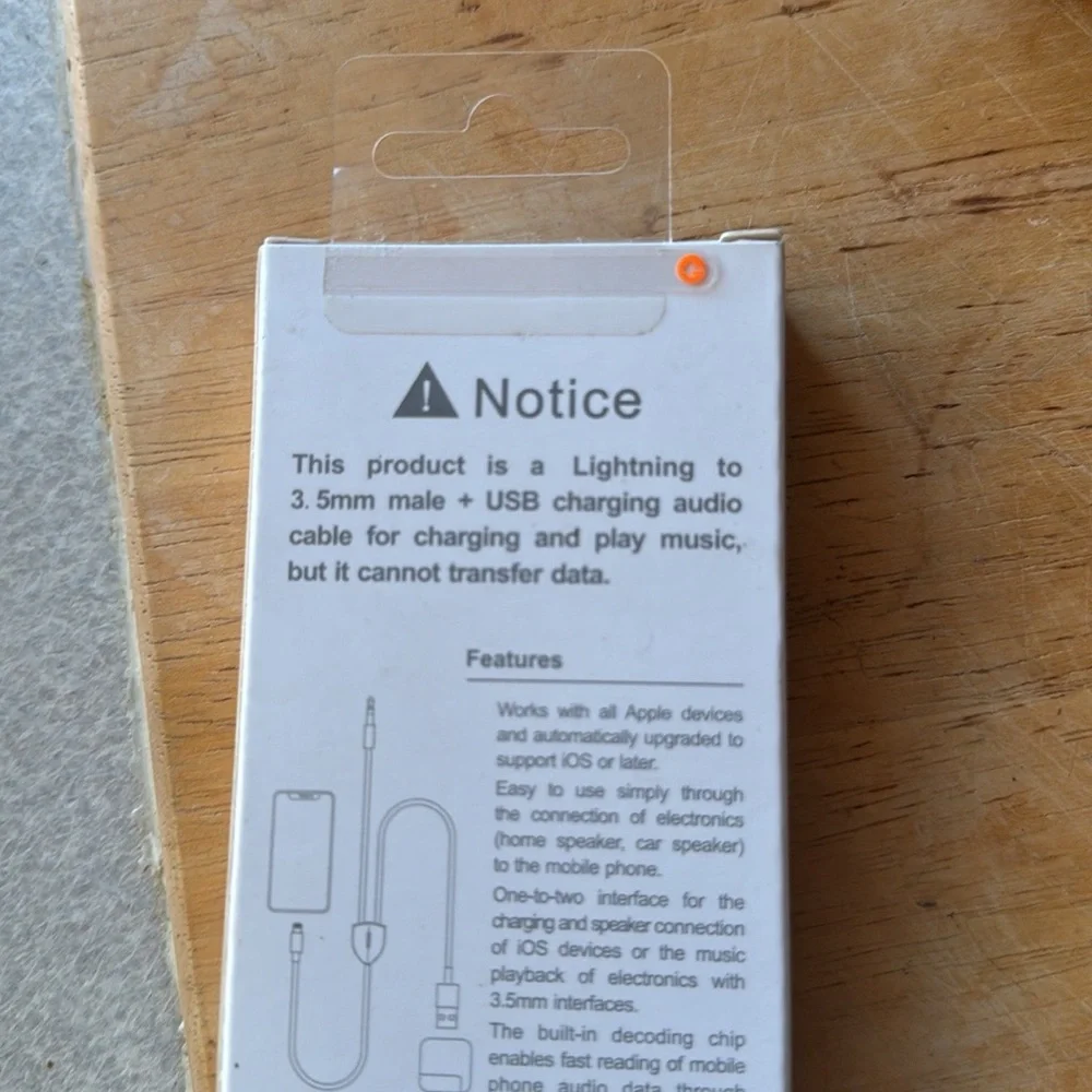 APPLE Lightning to 3.5mm AUX & USB Charging Audio Cable *NEW* *Unopened* list2